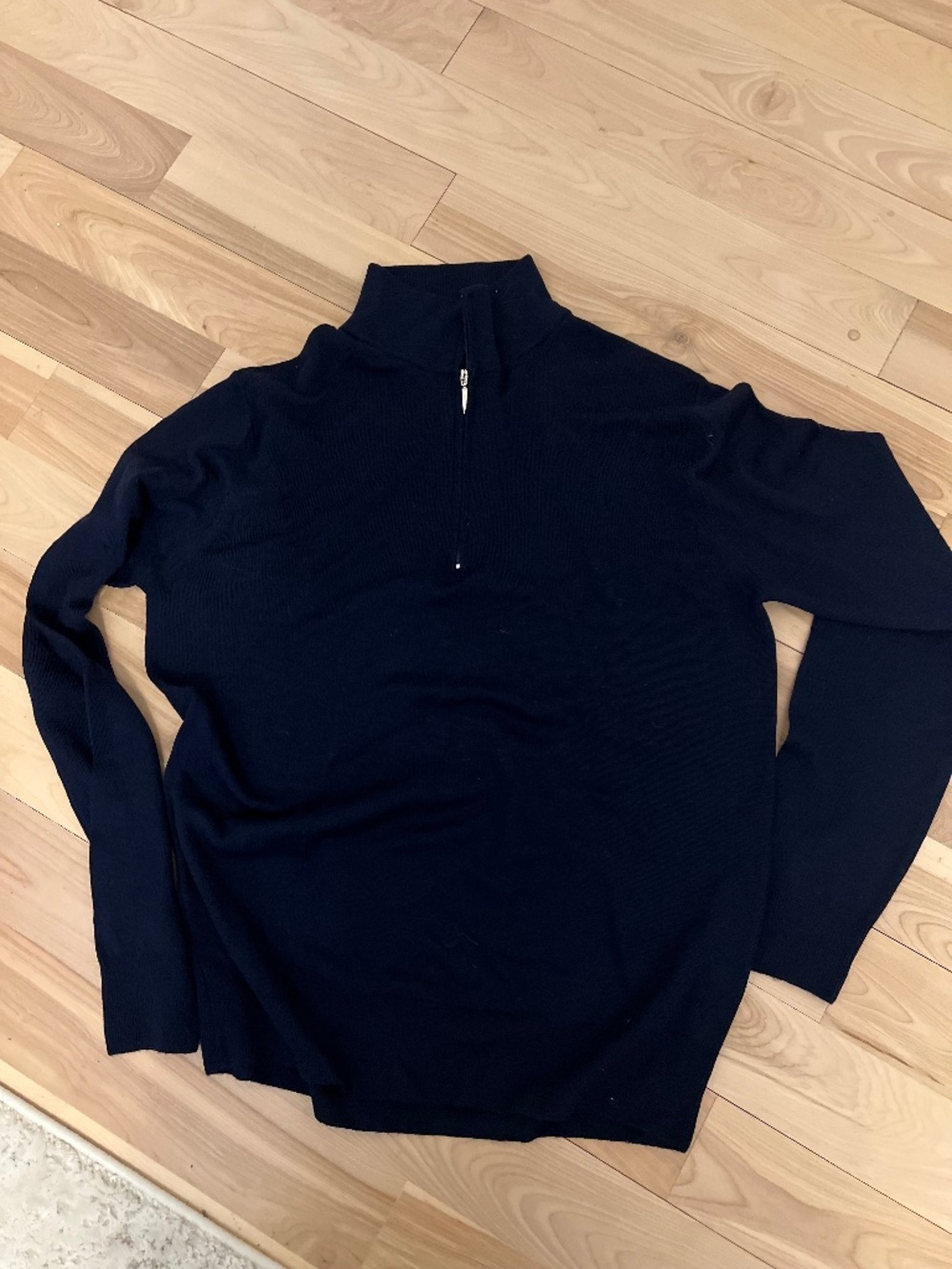 Men's Quarter-Zip Knit Sweater merino wool - Navy NWOT